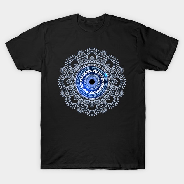 Mati Evil Eye Greek Keys Ornament Ioanna Collection T-Shirt by Yiorgos Designs